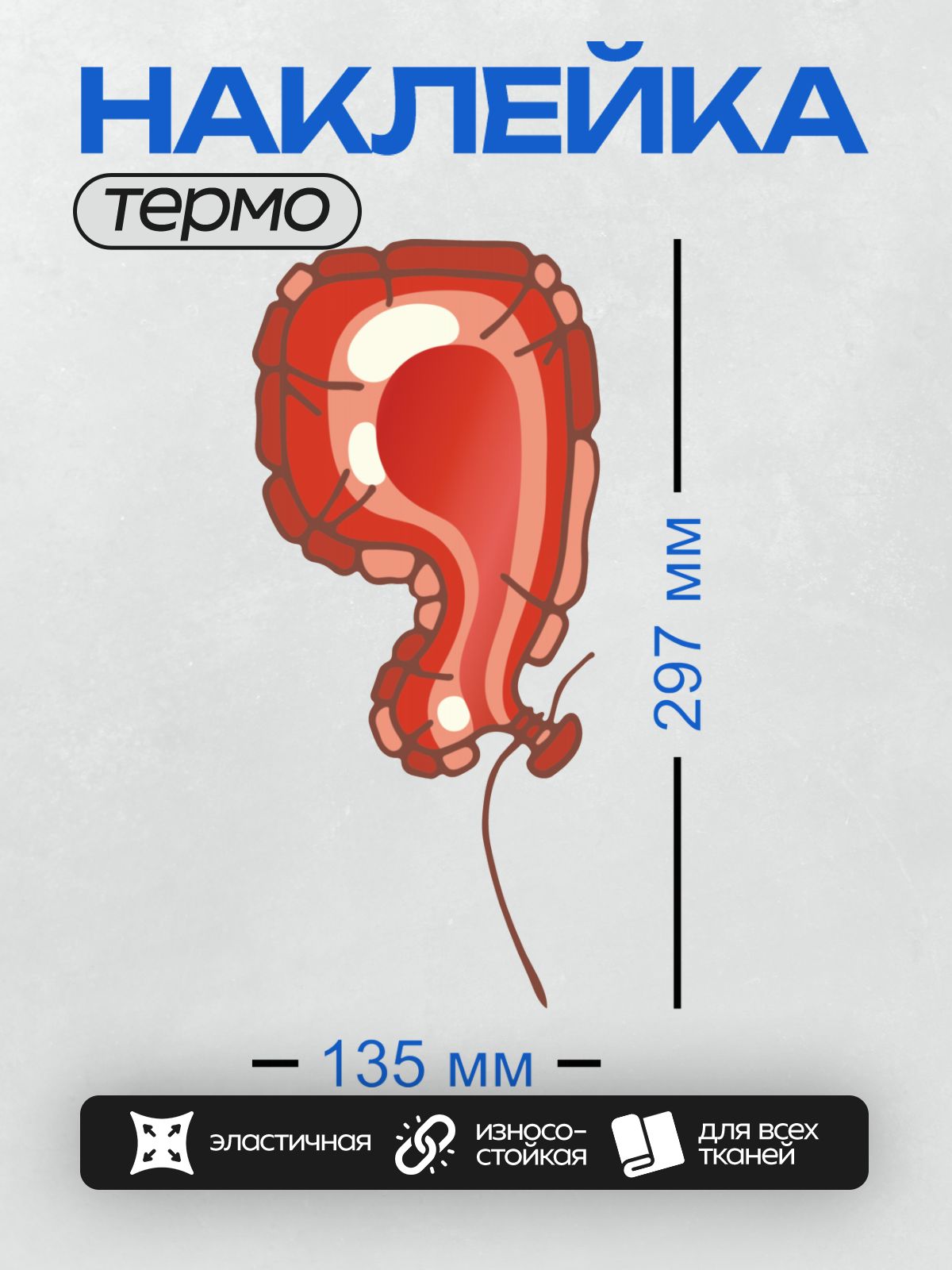 Термонаклейка на одежду DTF / Схема толстого кишечника человека, акцент на сигмовидной кишке.