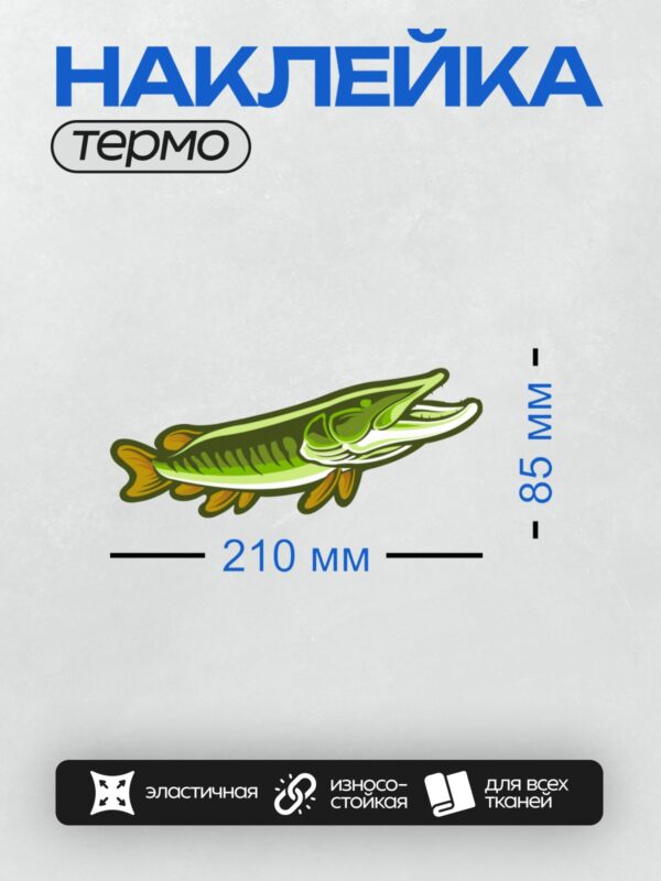 Термонаклейка на одежду DTF / Стилизованная мультяшная щука с яркими плавниками.