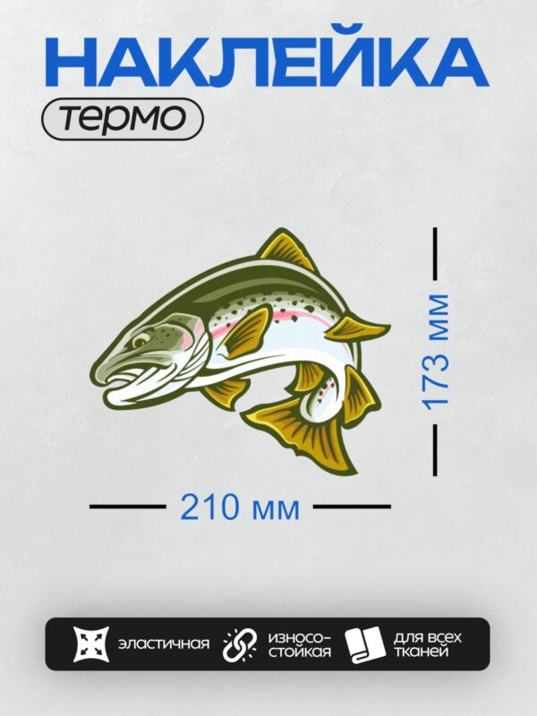 Термонаклейка на одежду DTF / Стилизованная радужная форель с яркими плавниками.