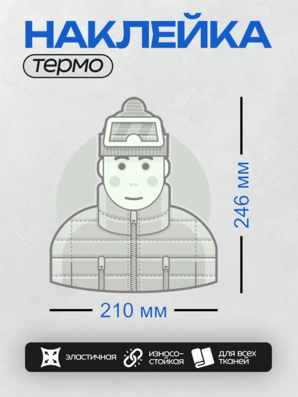 Термонаклейка на одежду DTF / Мужчина в зимней одежде, шапке и с очками.