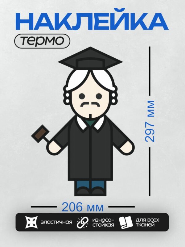 Термонаклейка на одежду DTF / Выпускник в мантии и шапочке с дипломом.