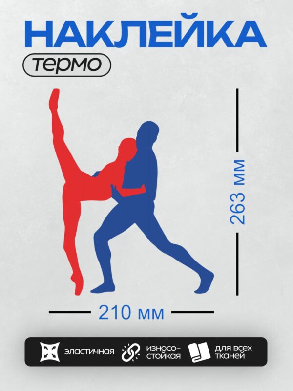 Термонаклейка на одежду DTF / Красный и синий силуэты в динамичном движении.