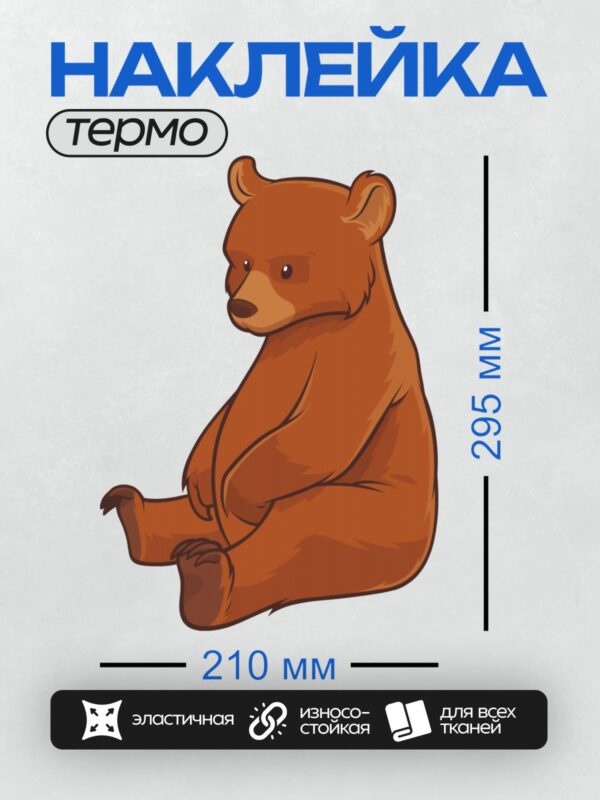 Термонаклейка на одежду DTF / Мультяшный бурый медведь сидит в позе лотоса.