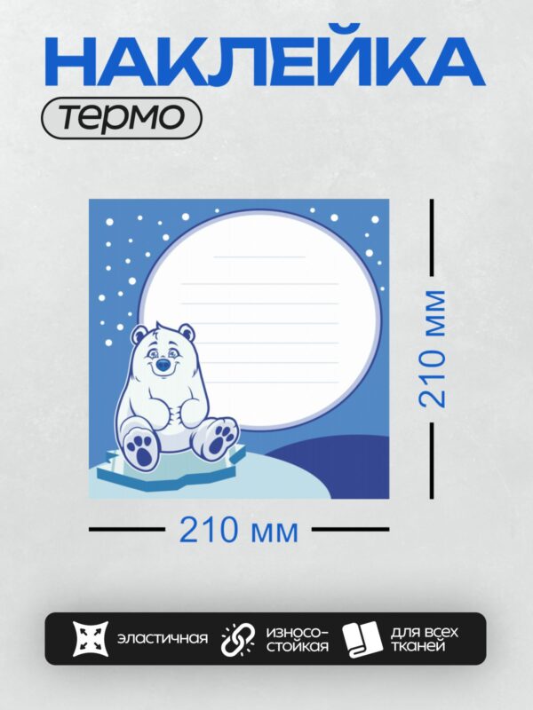 Термонаклейка на одежду DTF / Медвежонок Умка сидит на льдине под луной.