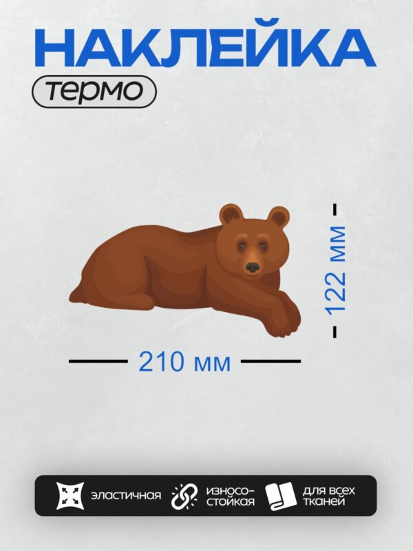 Термонаклейка на одежду DTF / Коричневый медведь лежит на земле.