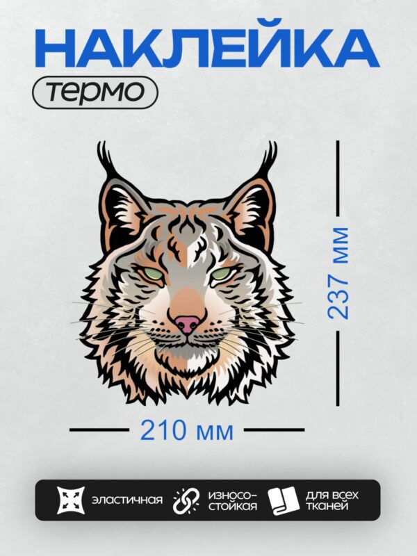 Термонаклейка на одежду DTF / Стилизованная голова тигра с яркими полосами.