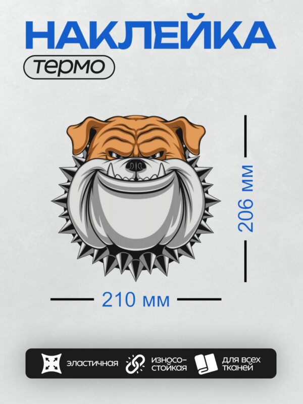 Термонаклейка на одежду DTF / Мультяшный бульдог с грозным выражением лица.
