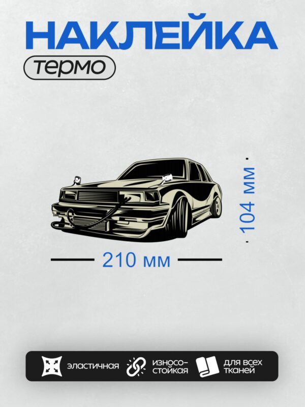 Термонаклейка на одежду DTF / Черно-белый спортивный автомобиль с низкой посадкой.