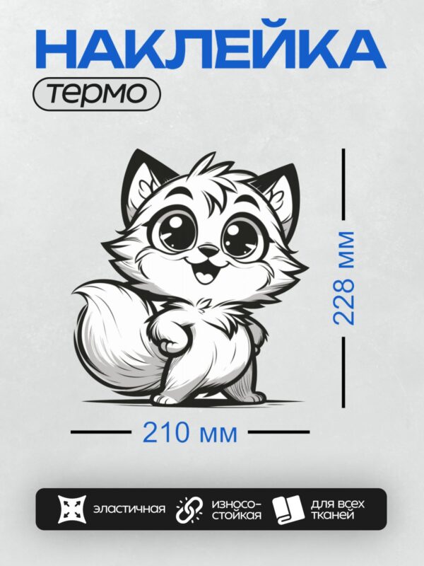 Термонаклейка на одежду DTF / Мультяшный енот с большими глазами.