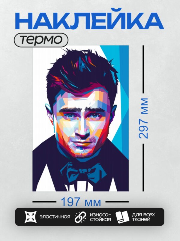 Термонаклейка на одежду DTF / Портрет в стиле поп-арт с яркими цветами и геометрией.