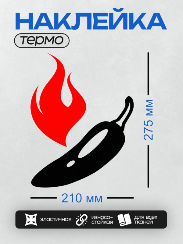 Термонаклейка на одежду DTF / Красный перец чили и пламя.