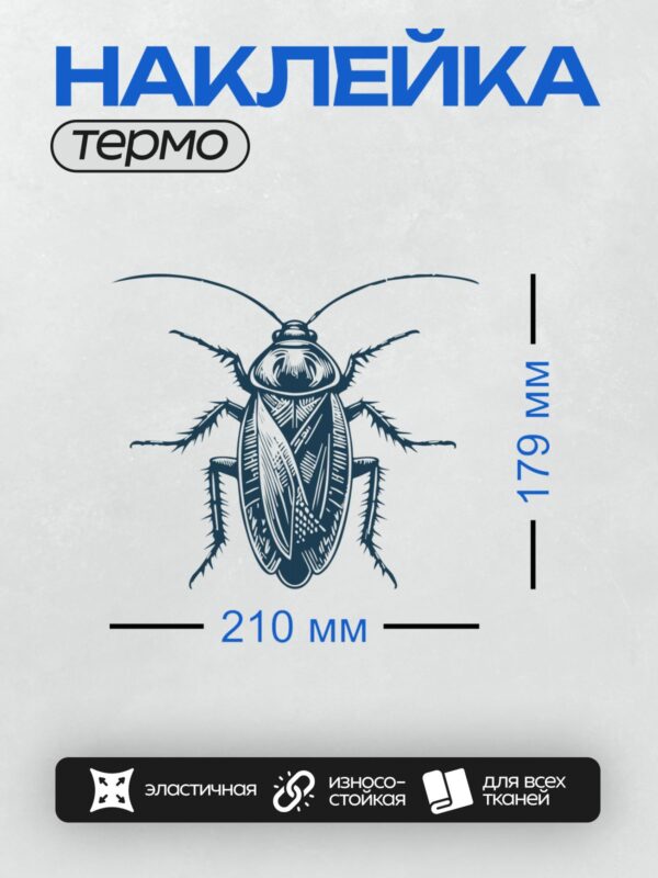 Термонаклейка на одежду DTF / Черно-белый рисунок таракана в стиле иллюстрации.