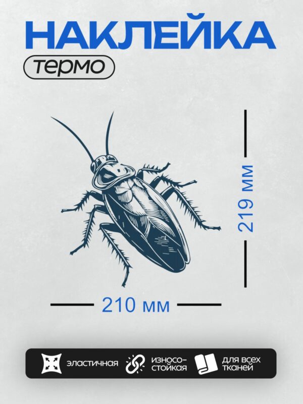 Термонаклейка на одежду DTF / Рыжий таракан, вид сбоку, стилизованный рисунок.