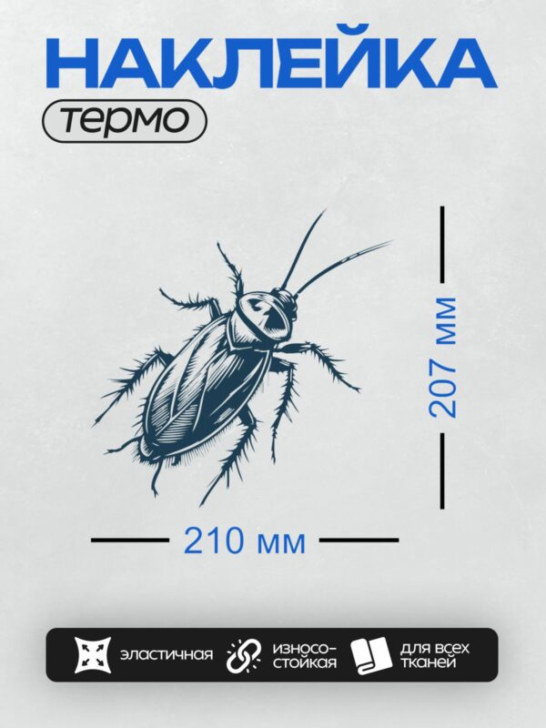Термонаклейка на одежду DTF / На изображении представлен стилизованный рисунок таракана на белом фоне.