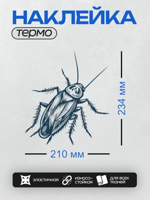 Термонаклейка на одежду DTF / Стилизованный рисунок рыжего таракана в профиль.