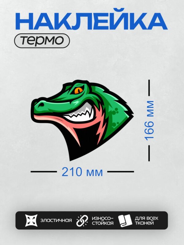 Термонаклейка на одежду DTF / Мультяшная голова аллигатора с яркими цветами.