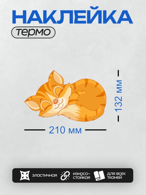 Термонаклейка на одежду DTF / Рыжий кот спит, свернувшись клубочком.