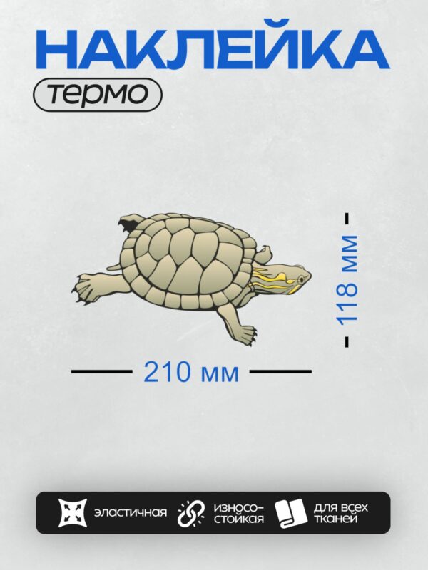 Термонаклейка на одежду DTF / Черепаха с жёлтыми полосками на голове.