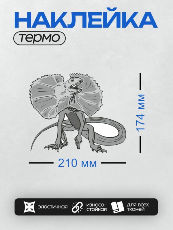 Термонаклейка на одежду DTF / Плащеносная ящерица с раскрытым воротником.