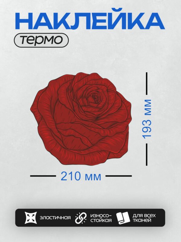 Термонаклейка на одежду DTF / Красная роза, нарисованная в графическом стиле.