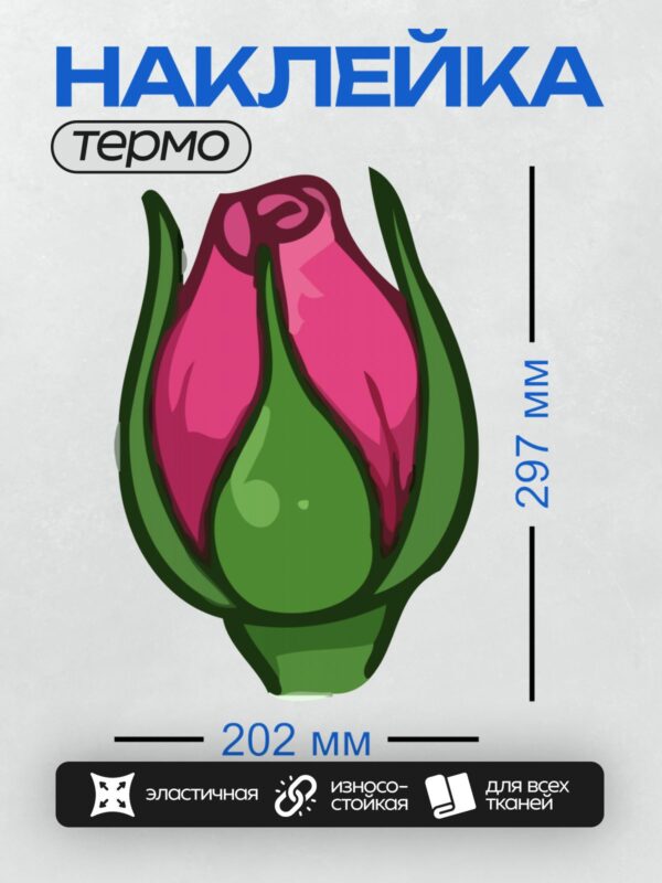 Термонаклейка на одежду DTF / Стилизованный бутон тюльпана с яркими лепестками.