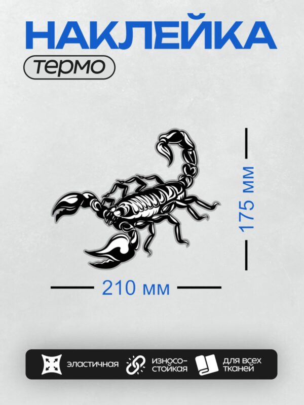 Термонаклейка на одежду DTF / Черно-белый скорпион в абстрактном стиле.