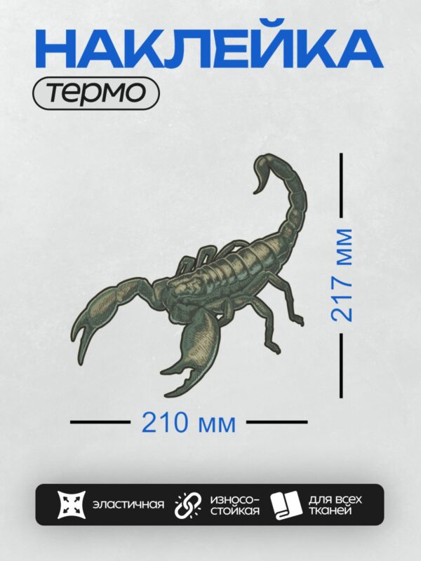 Термонаклейка на одежду DTF / Скорпион в трайбл-стиле, детализированный, с акцентом на текстуру.