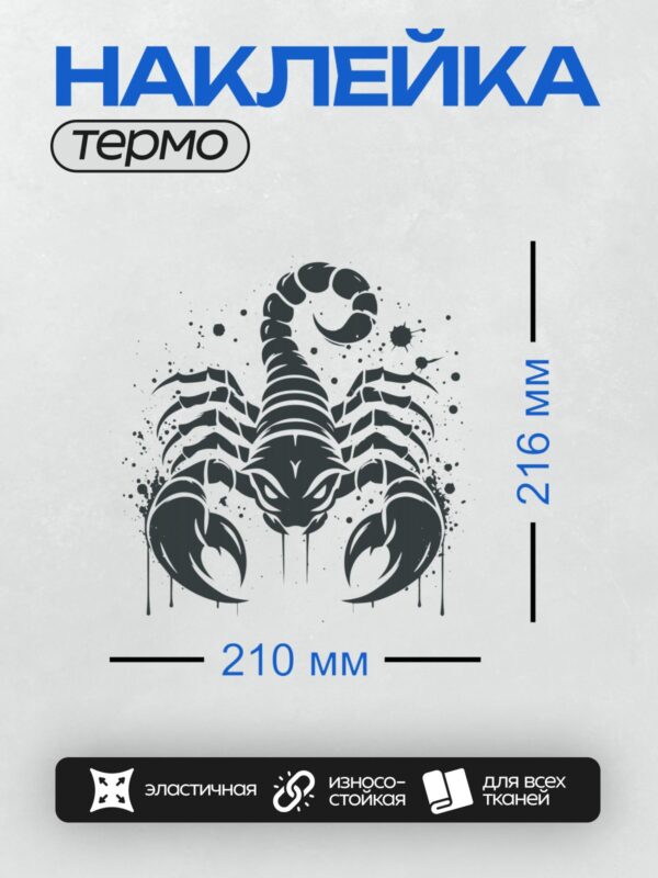 Термонаклейка на одежду DTF / Черно-белый скорпион в стиле граффити.