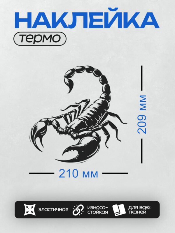 Термонаклейка на одежду DTF / Черно-белый скорпион в агрессивной позе.
