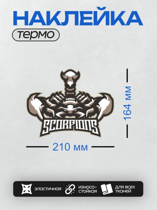 Термонаклейка на одежду DTF / Стилизованный скорпион в черно-белой гамме, динамичный дизайн.