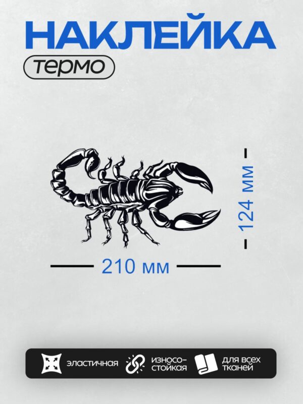 Термонаклейка на одежду DTF / Черно-белый скорпион, абстрактный стиль, динамичная поза.