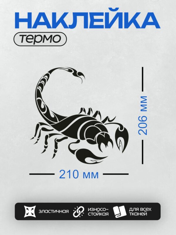 Термонаклейка на одежду DTF / Черно-белый скорпион в абстрактном стиле, динамичный рисунок.