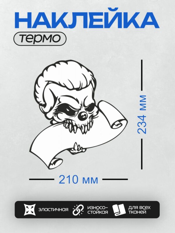 Термонаклейка на одежду DTF / Стилизованный череп в шлеме, окружённый пламенем.