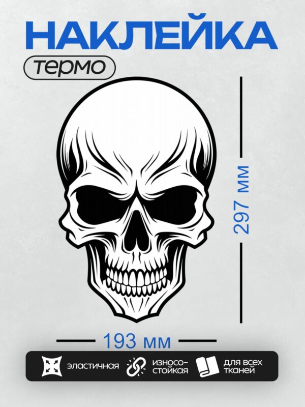Термонаклейка на одежду DTF / Стилизованный череп в минималистичном стиле.