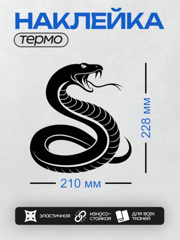 Термонаклейка на одежду DTF / Черно-белая змея, свернувшаяся кольцами, в векторном стиле.
