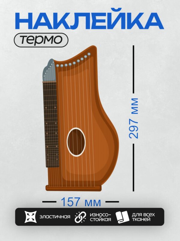 Термонаклейка на одежду DTF / Струнный щипковый инструмент с круглым корпусом.