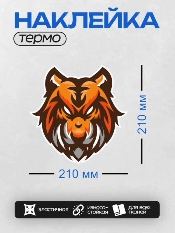 Термонаклейка на одежду DTF / Стилизованный тигр в оранжево-черных тонах, выглядит мощно и динамично.