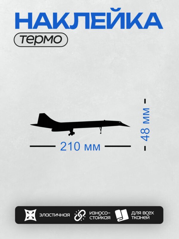 Термонаклейка на одежду DTF / Черный силуэт самолета с выпущенным шасси.