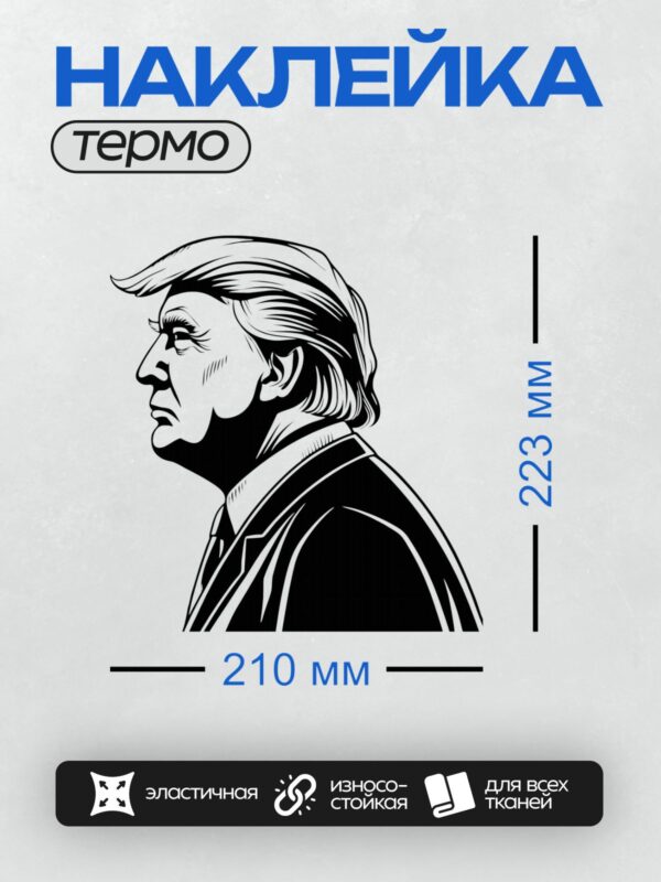 Термонаклейка на одежду DTF / Черно-белый портрет мужчины в векторном стиле.