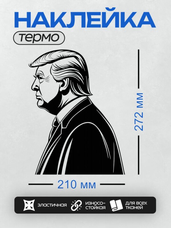 Термонаклейка на одежду DTF / Профиль мужчины в строгом костюме, выполненный в графическом стиле.