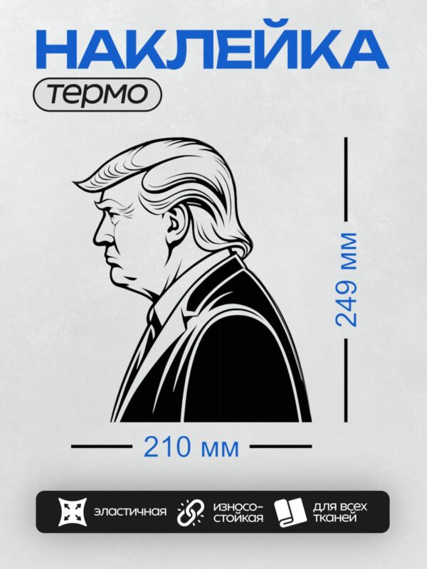 Термонаклейка на одежду DTF / Черно-белый портрет мужчины в профиль, выполненный в векторном стиле.