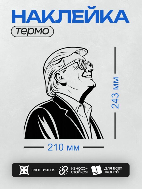 Термонаклейка на одежду DTF / Черно-белый портрет мужчины в профиль, выполненный в векторном стиле.