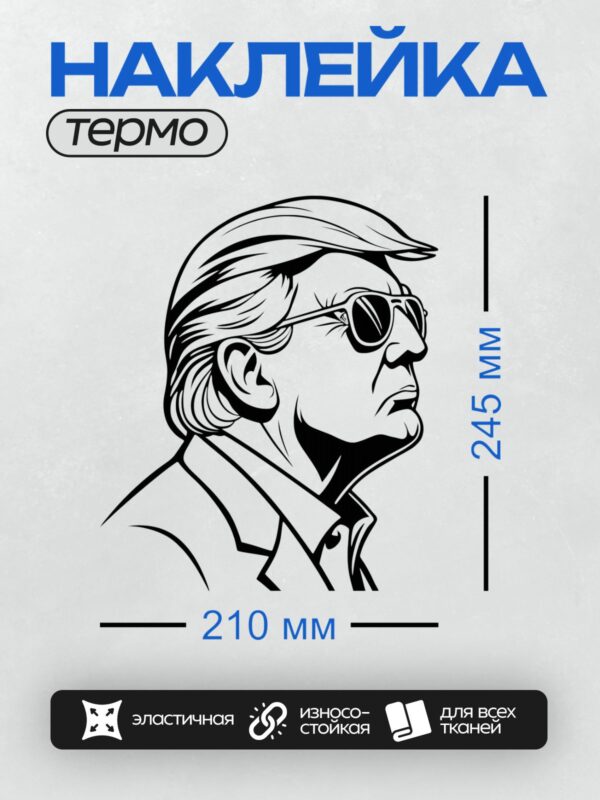 Термонаклейка на одежду DTF / Черно-белый портрет мужчины в профиль в векторном стиле.