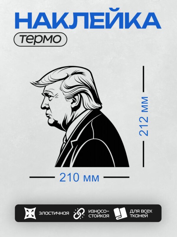 Термонаклейка на одежду DTF / Профиль мужчины в строгом костюме, выполненный в графическом стиле.