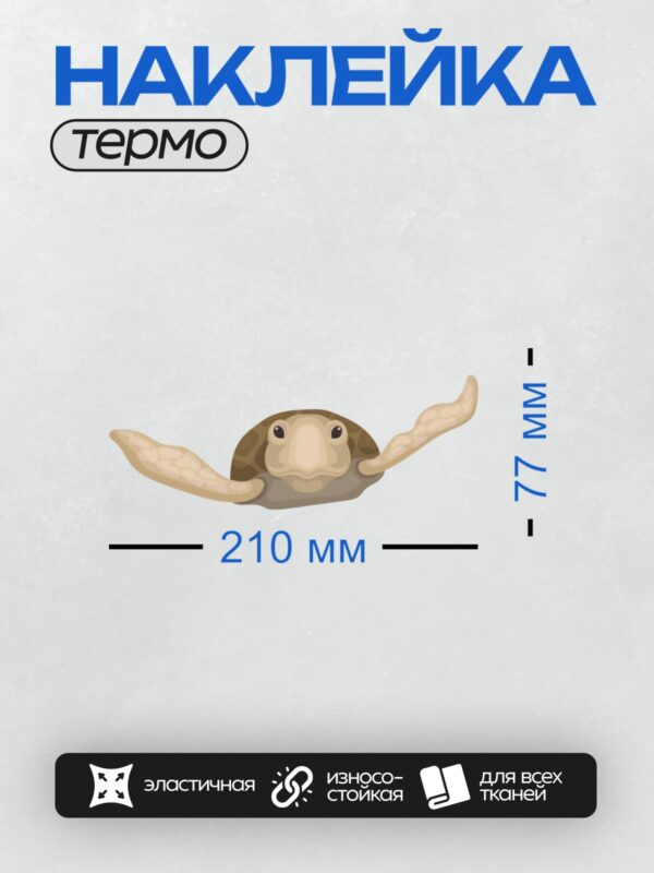 Термонаклейка на одежду DTF / Иллюстрация морской черепахи с большими плавниками.