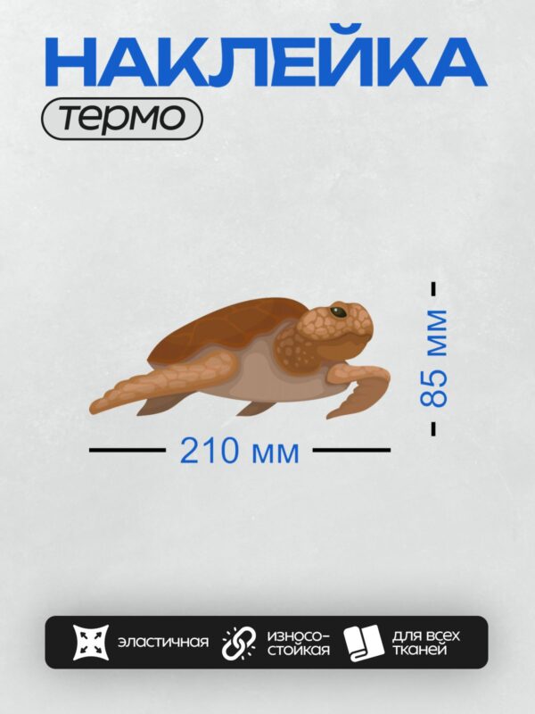 Термонаклейка на одежду DTF / Мультяшная морская черепаха с узорчатым панцирем.