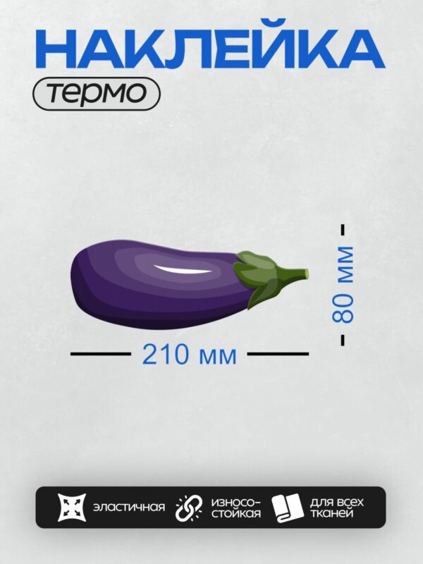 Термонаклейка на одежду DTF / Фиолетовый баклажан с зелёной плодоножкой.