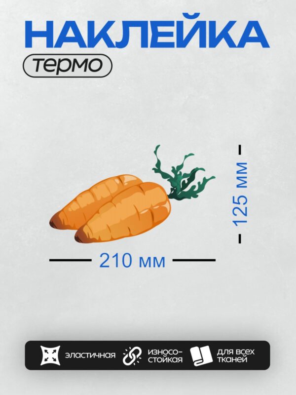 Термонаклейка на одежду DTF / Две яркие оранжевые моркови с зелёной ботвой.