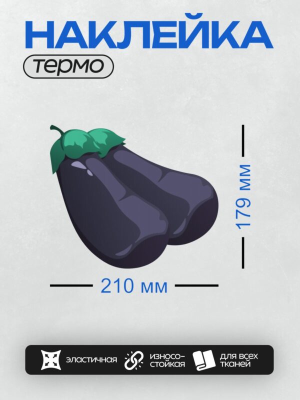 Термонаклейка на одежду DTF / Два крупных баклажана с зелёными листьями.