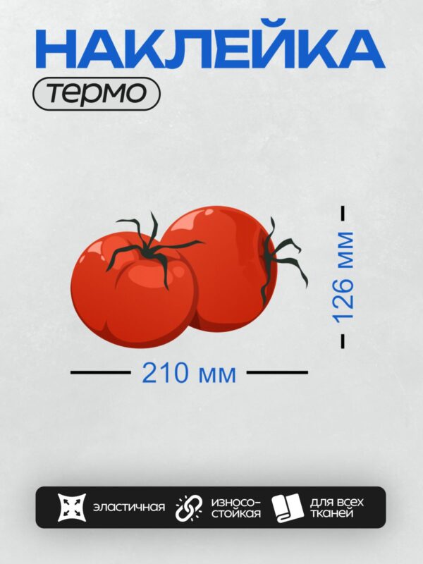 Термонаклейка на одежду DTF / Два красных помидора с зелеными стеблями.